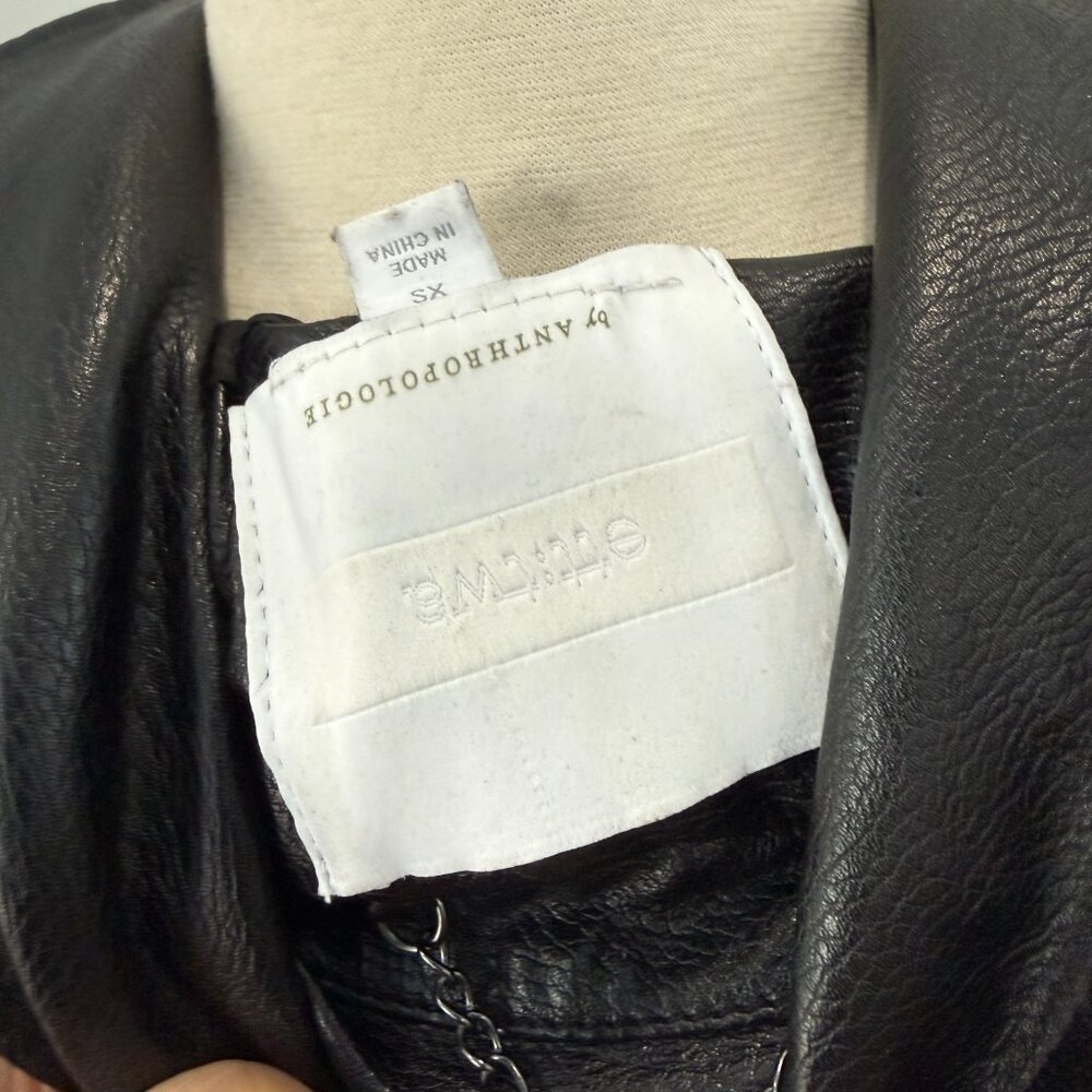 Ett:twa by Anthropologie Vegan Leather Moto Jacket Size XS - Picture 9 of 9